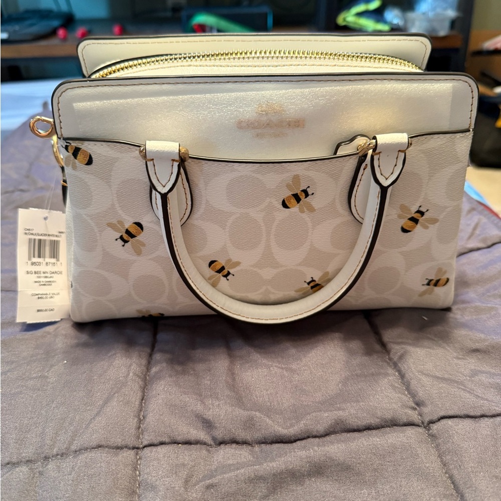 🐝 Coach Signature Bee Print Mini Darcie Satchel & Wristlet Set